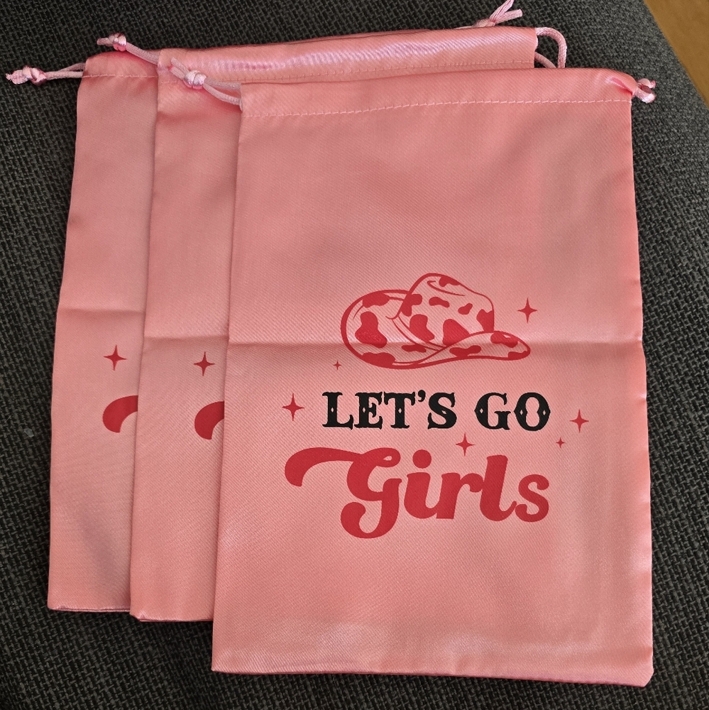 Set of 3 Bachelorette satin gift favor bags